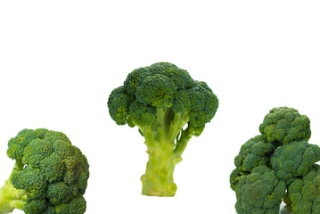 Fresh tasty broccoli isolated on white background.