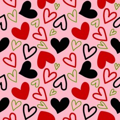 Seamless pattern with cute retro groovy hearts. Vintage texture for kids textile, wrapping paper.