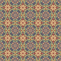 New Year Floral Seamless Pattern Background Garden Nature Damask Aboriginal Ornament Art