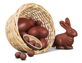 Delicious chocolate easter eggs and bunny