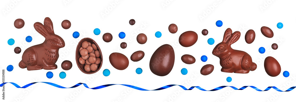 Wall mural chocolate easter eggs and colored candy