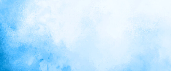 Aquarelle painted textured canvas design, abstract blue watercolor splash background, texture of watercolor, abstract gradient light sky blue shades watercolor background on white paper texture.  © Grave passenger