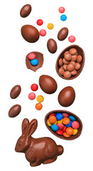 Chocolate Easter eggs. Christian concept
