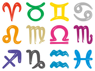 やわらかいジェル状イメージの12星座アイコン　ベクターイラストレーション