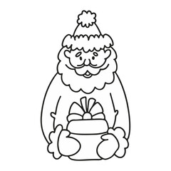 Doodle Santa with a gift in his hands