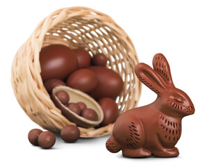 Delicious chocolate easter eggs and bunny