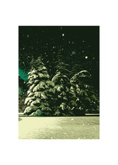 Vector illustration. Flat winter landscape. Simple snowy backgrounds. Snowdrifts. Snowfall. 