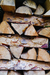 A stack of firewood stacked in a pile