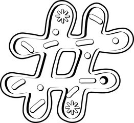 Cute Cookie Alphabet Symbol Hasgtag