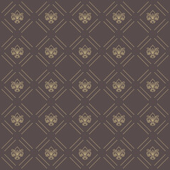 Seamless vector ornament. Modern wavy background. Geometric brown and yellow modern pattern
