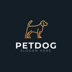 Gold dog logo for pet shop and veterinary clinic