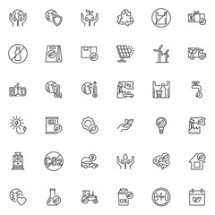 Ecology and environment line icons set