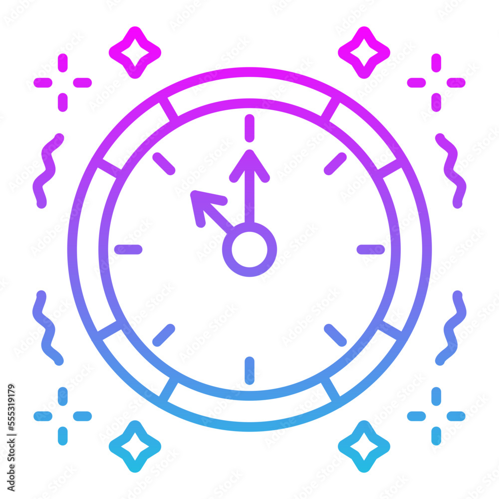 Poster clock line gradient icon