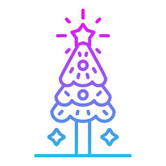 Fototapeta na wymiar Christmas Tree Line Gradient Icon
