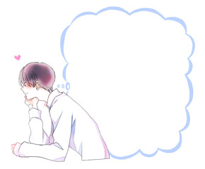 考える男性　吹き出し　小さい　恋