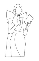 illustration of a kpop idol wearing a dress on stage