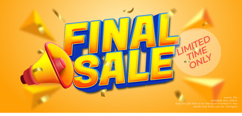 Final sale banner with 3D style editable text effect - obrazy, fototapety, plakaty
