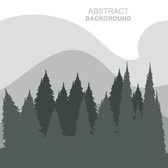 Abstract Forest Mountains Vector Illustration Background Design