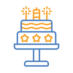Cake Blue And Orange Line Icon