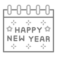 Happy New Year Greyscale Line Icon