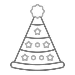 Party Hat Greyscale Line Icon