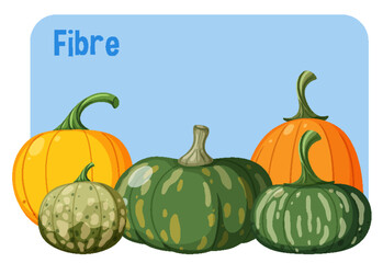 Pumpkin pile with fibre text