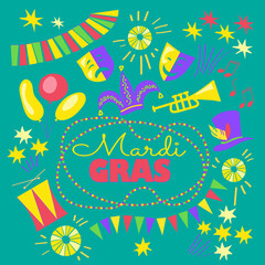 Mardi Gras design for poster, party invitation, banner or flyer