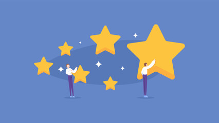 rating, review, popular, superstars. customers or users give stars. provide ratings or feedback. illustration concept design. graphic elements