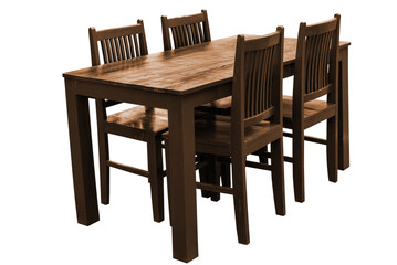 Wooden dining table set.