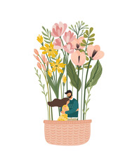 Romantic illustration with man and woman. Love, love story, relationship. Vector design concept for Valentines Day and other.
