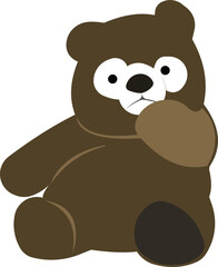 Brown little teddy bear. Soft childrens toy.