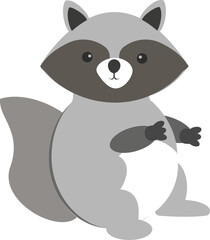 A raccoon with a fluffy tail. Vector illustration.
