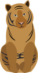 Cartoon tiger. Tiger with brown hair. Wild animal.