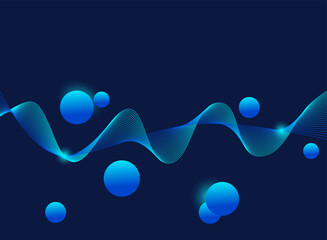 ball abstract wave background, Design advertisements, websites, banners, and posters. Realistic vector illustration on dark blue background.