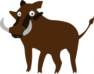 Cartoon boar. Cute funny animal. Wild animal.