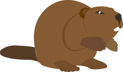 Cartoon beaver. Cute funny animal. Wild animal.