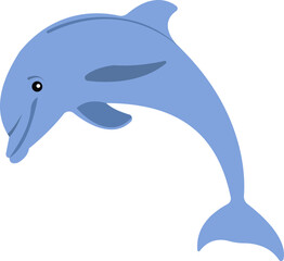 Cartoon dolphin. Cheerful smiling animal. Sea animal.
