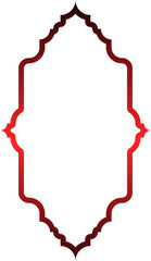 Style of Islamic windows and arches with modern boho design, moon, mosque dome and lanterns. Islamic style border ornament