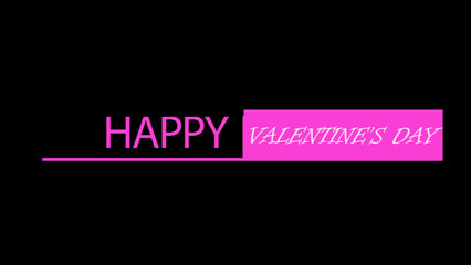 HAPPY VALENTINE'S DAY colorful sign on black background copy space. Valentine love concept. Footage for party and festive. Festive slogan. Holiday wishes. 3D render