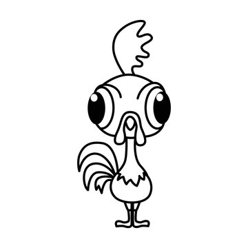 Cute rooster cartoon characters vector illustration. For kids coloring book.