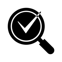 a magnifying glass with checkmark icon vector