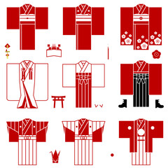 This is a set of Japanese kimono icons.