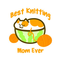 Fototapeta premium cute cat character vector with crochet
