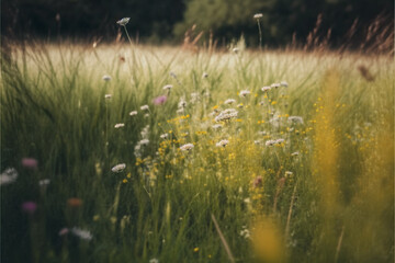 field of grass and flowers