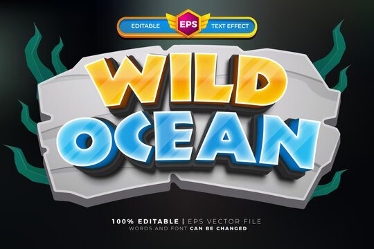 wild ocean cartoon adventure Bold 3D Editable text Effect Style