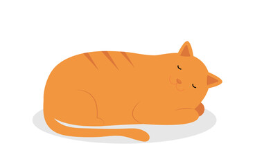 Cat sleeping on a mat - illustration, vector