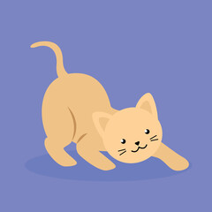 Kitten sneaking - illustration, vector, cartoon