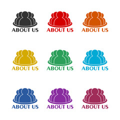 About us icon isolated on white background. Set icons colorful