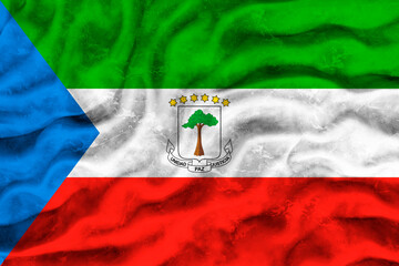 National flag  of Equatorial Guinea. Background  with flag  of Equatorial Guinea