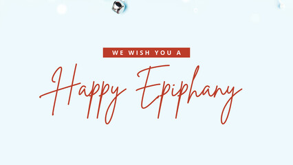 happy Epiphany wish snow bg and red colour